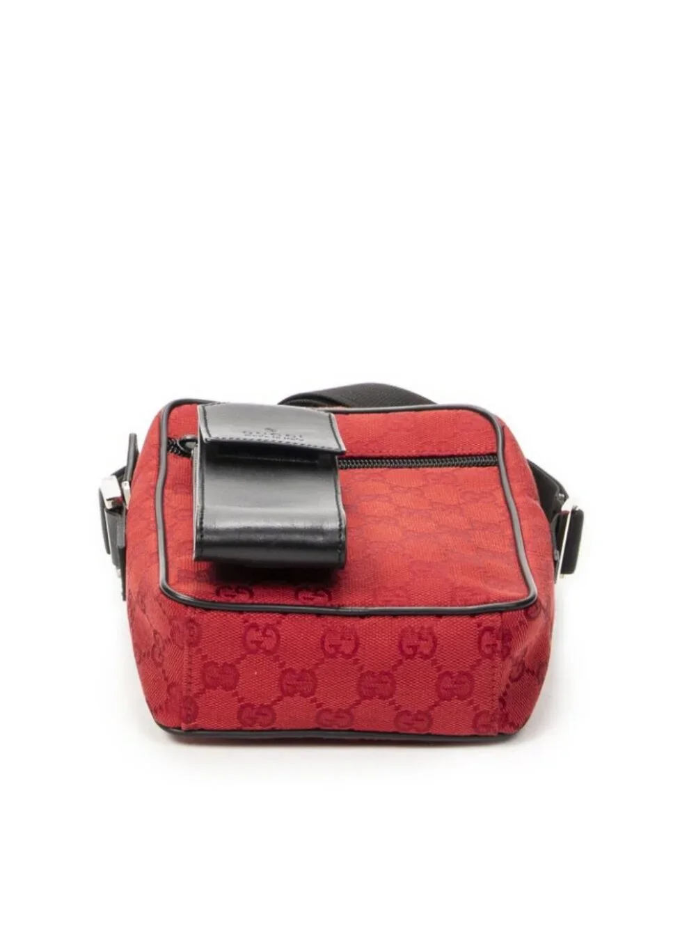 Gucci Square Pochette Crossbody Red Black GG Canvas - Picture 6 of 10